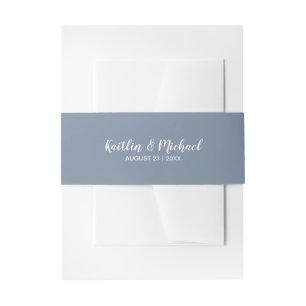 Wedding Invitation Wrap- Belly Band 2   Dusty Blue