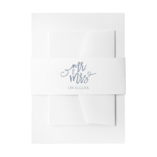 Wedding Invitation Wrap / Belly Band   Dusty Blue
