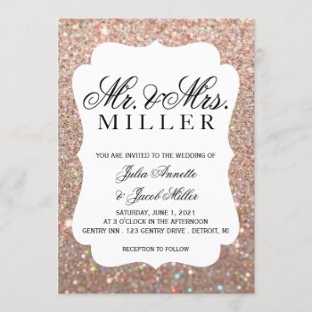 Wedding Invitation - Your Day Rose Gold Glitter by Evented at Zazzle