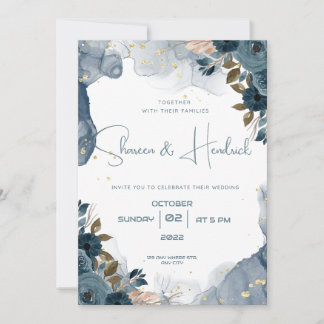 Wedding Invitations Alcohol Ink Floral Background
