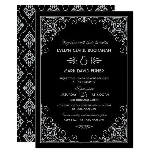 Wedding Invitations Art Deco Style Zazzle Wedding Invitations Art Deco Style