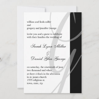 Wedding Invitations Black And White Monogram G