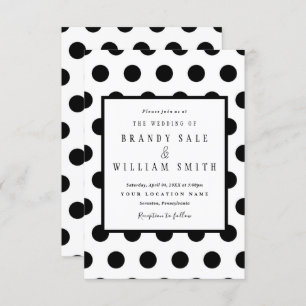 Wedding Invitations Black Classic Polka Dot