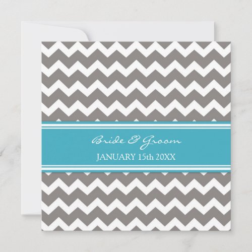 Wedding Invitations Blue Grey Chevron