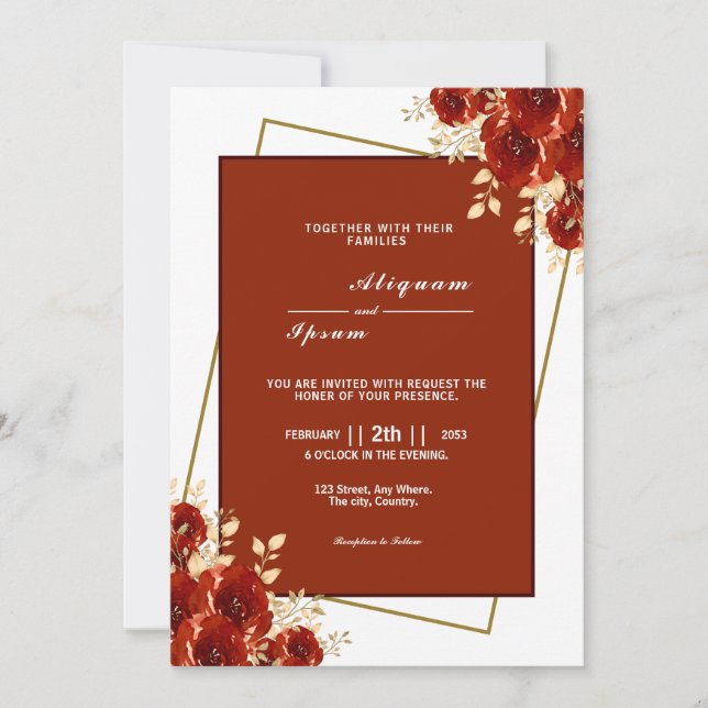 Wedding invitations card Floral design template (Front)