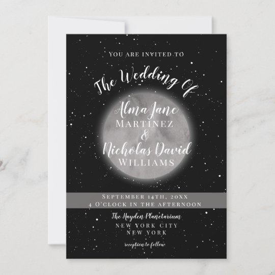 Wedding Invitations | Celestial Full Moon and Star | Zazzle.com