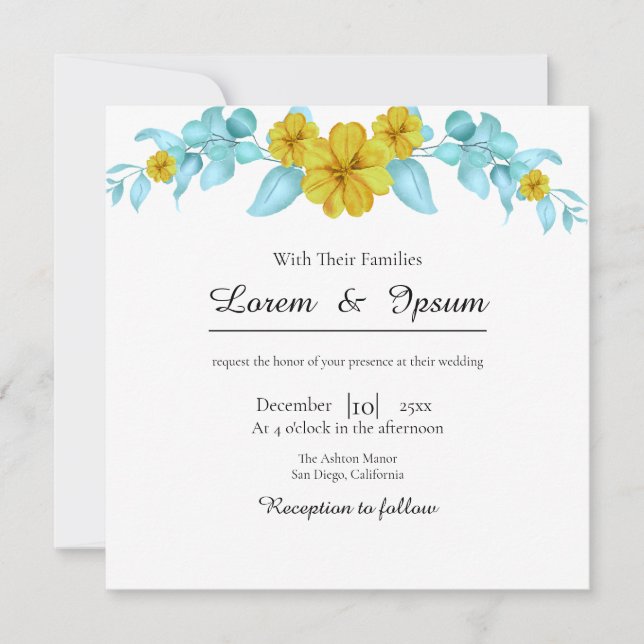 Wedding Invitations Color Flower Design (Front)