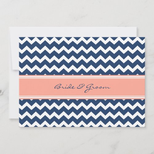 Wedding Invitations Coral Blue Chevron