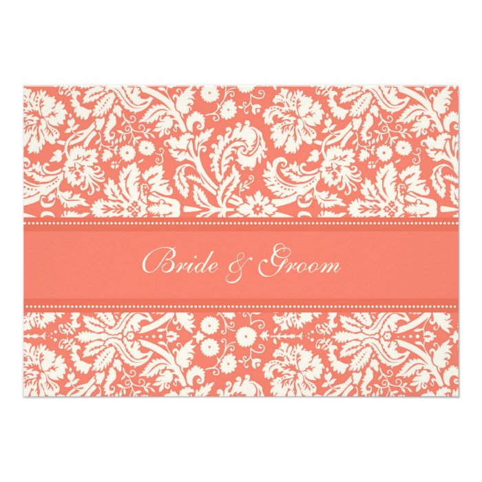 Wedding Invitations Coral Cream Damask