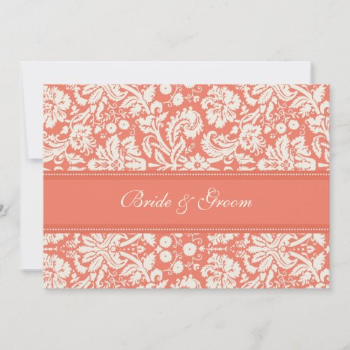 Wedding Invitations Coral Cream Damask
