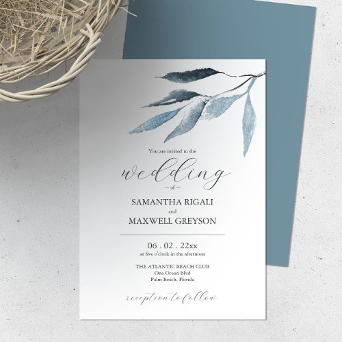 Wedding Invitations Dusty Blue Botanicals