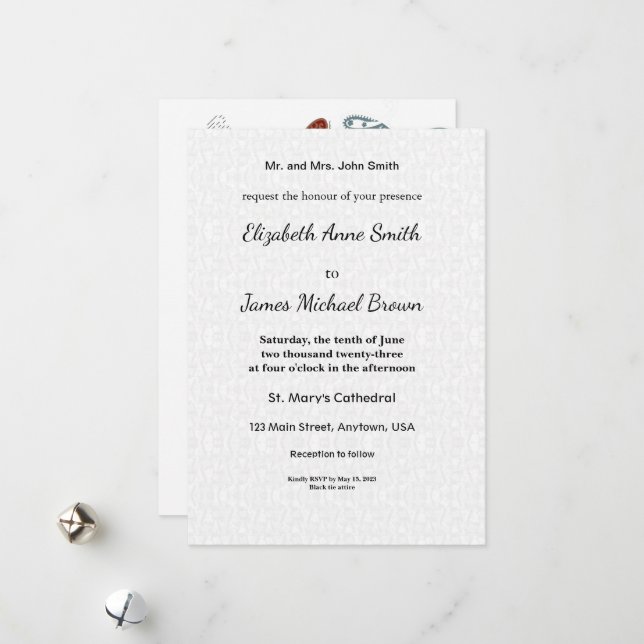 Wedding Invitations | Elegant Floral Dragon Design (Front/Back In Situ)