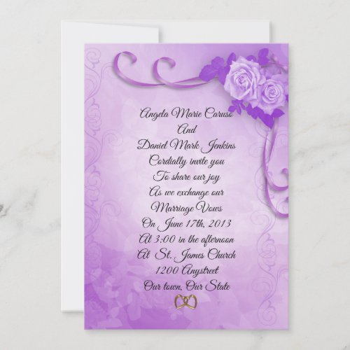 Wedding invitations elegant lavender roses invitation