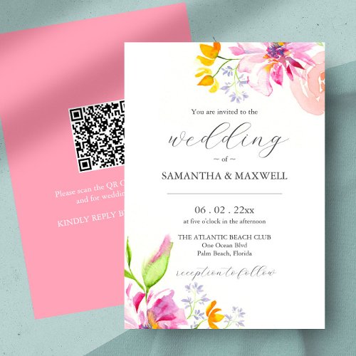 Wedding Invitations Elegant Watercolor Floral 