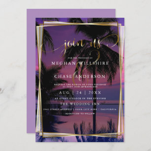 Wedding Invitations Exotic Tropical Night Beach