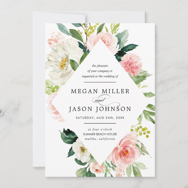 Wedding Invitations, Floral, Elegant, Classic Invitation (Front)