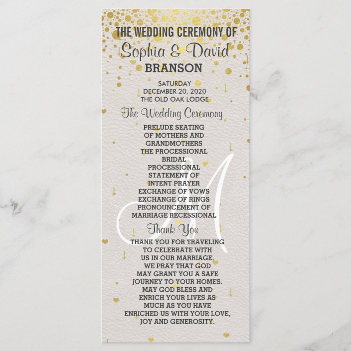 Wedding Invitations Gold Confetti Custom Program Zazzle Wedding Invitations Gold Confetti
