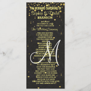 Wedding Invitations Gold Confetti Custom Program