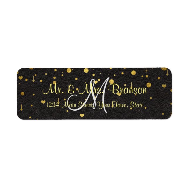Wedding Invitations | Gold Confetti Monogram Label (Front)