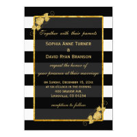 Wedding Invitations | Gold Foil Black Stripes