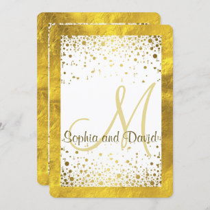 Wedding Invitations   Gold Foil Frame Confetti