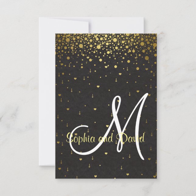 Wedding Invitations | Gold Glam Confetti RSVP (Front)