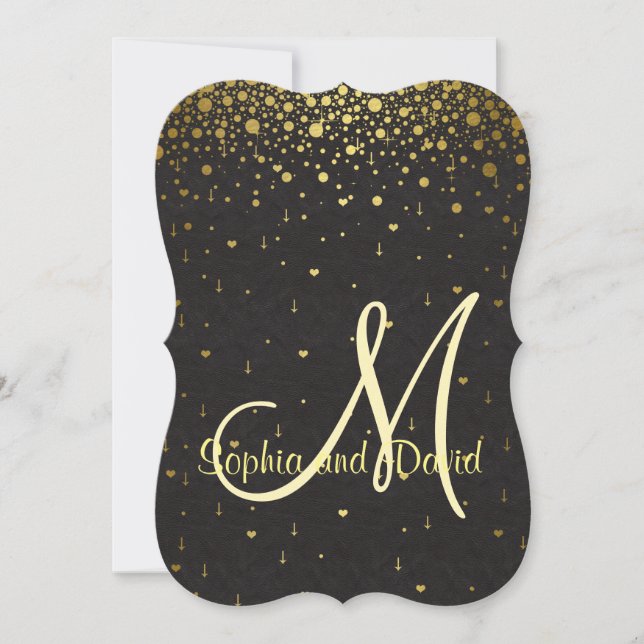 Wedding Invitations | Gold Glam Confetti RSVP (Front)