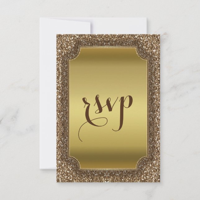 Wedding Invitations | Gold Glitter Custom RSVP (Front)