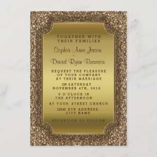 Wedding Invitations Gold Glitter Invitation