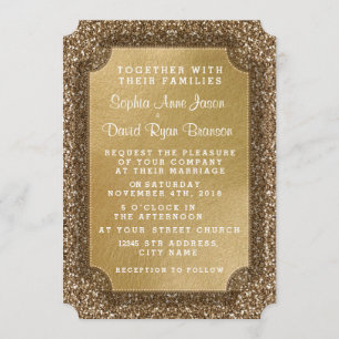 Wedding Invitations Gold Leaf&Glitter Invitation