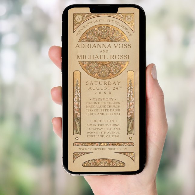 Wedding Invitations | Gold Nouveau Deco (Front Digital)