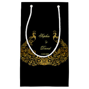 Wedding Invitations Gold Peacock Black Favor Bag