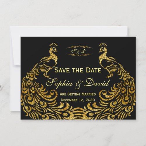 Wedding Invitations  Gold Peacock SAVE THE DATE