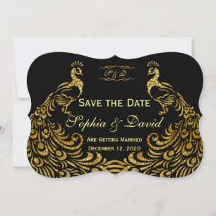 Wedding Invitations Gold Peacock SAVE THE DATE