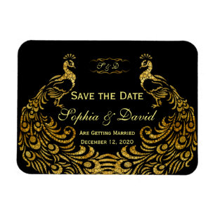Wedding Invitations Gold Peacock SAVE THE DATE Magnet
