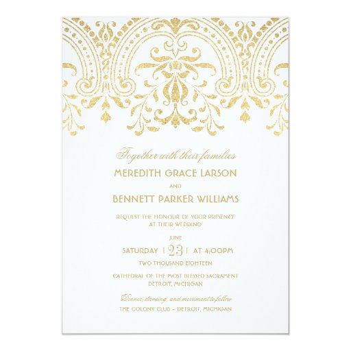 Wedding Invitations | Gold Vintage Glamour | Zazzle
