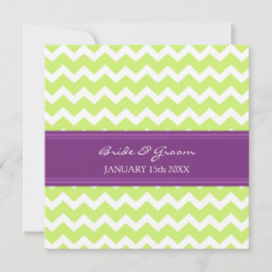 Wedding Invitations Green Plum Chevron