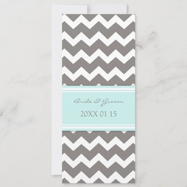Wedding Invitations Grey Blue Chevron (Front)
