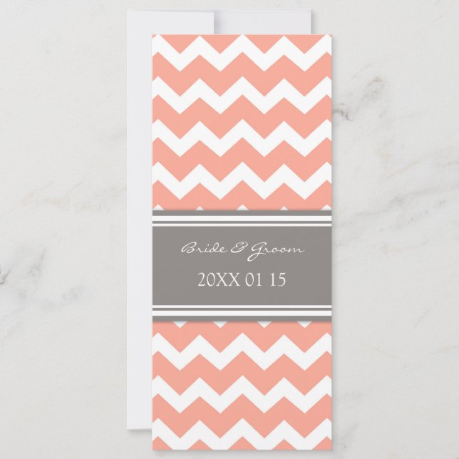 Wedding Invitations Grey Coral Chevron (Front)