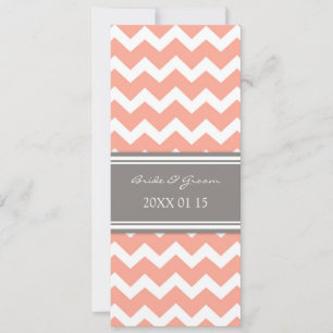Wedding Invitations Grey Coral Chevron