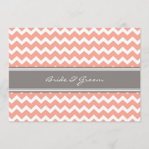 Wedding Invitations Grey Coral Chevron