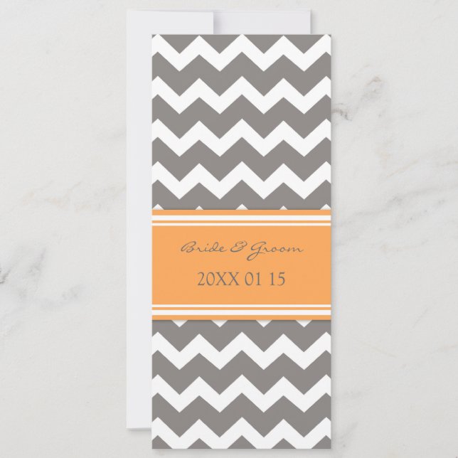 Wedding Invitations Grey Orange Chevron (Front)