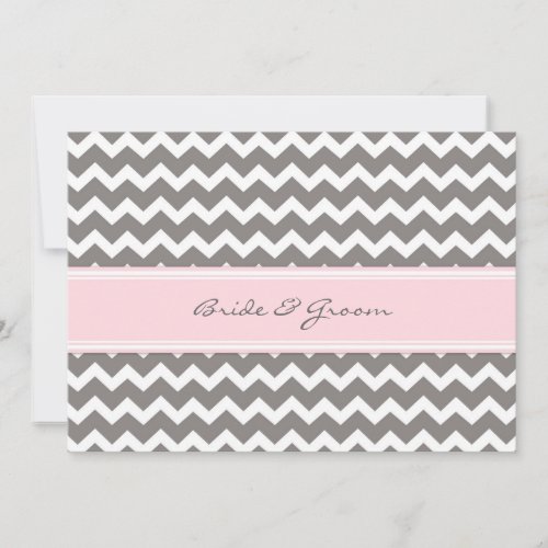 Wedding Invitations Grey Pink Chevron