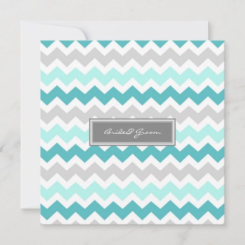 Wedding Invitations Grey Teal Chevron