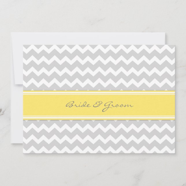 Wedding Invitations Grey Yellow Chevron (Front)