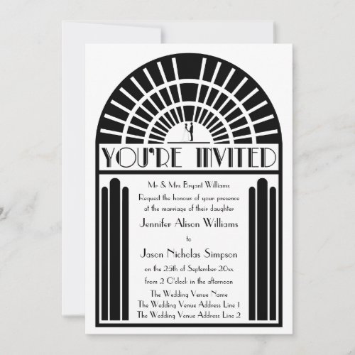 Wedding Invitations in Bold Art Deco Style