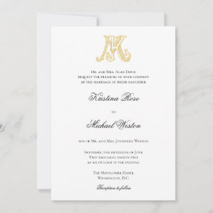 Wedding Invitations KM Monogram or MK Monogram
