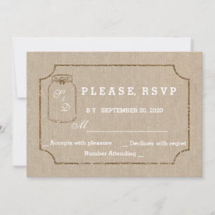 Wedding Invitations   Mason Jar Linen Canvas RSVP