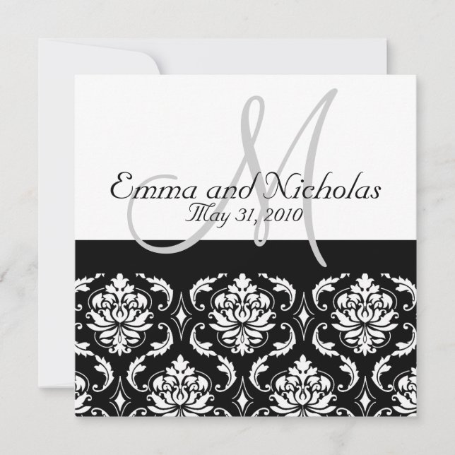 Wedding Invitations Monogram Damask (Front)