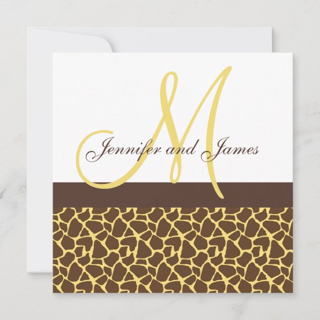 Wedding Invitations Monogram Giraffe Pattern (Front)